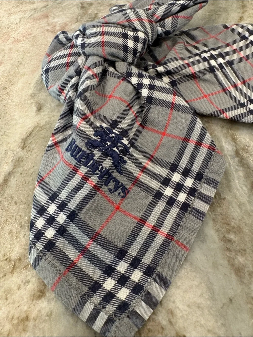 Celine pink, blue, white luxury scarf Neckerchief or Bow 19 x 19”